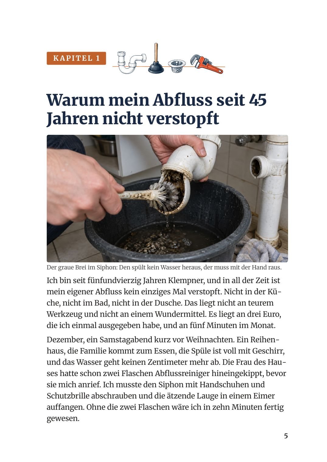 Leseprobe: Kapitel 1, Warum mein Abfluss seit 45 Jahren nicht verstopft